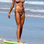First pic of Victoria Silvstedt in leopard bikini on a beach