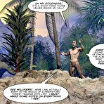 Second pic of Cretaceous cock 3D gay comic story and sci-fi anime gay sex comedy about the hairy bear primeval caveman