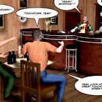 Third pic of 3D gay comics about hot secret of Sparky the barman, his young twink worker and stud dude