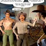 Second pic of Gay cowboys adventures  horsey style: rare 3D gay comics and anime fantasy about gay hunks hardcore experiments outdoors in the Wild West