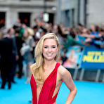 Fourth pic of Kimberley Garner side on boob in red dress at premiere