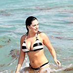 Fourth pic of Kelly Brook deep cleavage in striped bikini