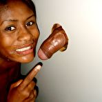 Fourth pic of Ebony Girl Using Her Tongue Ring in the Gloryhole