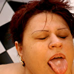 Fourth pic of This chubby mature slut gets a cock on the toilet