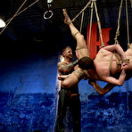 Second pic of Bound Gods - Sexy slaves tortured by gay kink man who hangs them with ropes from the ceiling and fucks them