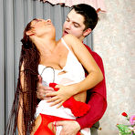 Second pic of Slutty maid in red stockings has fun in hot action - Breathtaking scenes of nylon sex at LoveNylons!