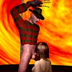 Fourth pic of Virtual sex girl vs Freddy Krueger: 3D BDSM bizarre porn comics and anime story about extreme sex session of young brunette babe