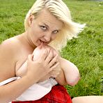 Fourth pic of Nature Breasts - Blonde Fatty Shows Big Boobs Outdoors