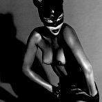 Second pic of Naomi Campbell posing sexy and topless black-&-white scans