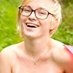 Fourth pic of abbywinters.com presents Nandine - Nerdy blonde with freckles shows off her puffy nipples in the rain at Brdteengal.com