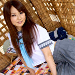 Third pic of Misaki Nito Asian in school uniform goes to classes riding bike