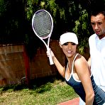 Second pic of porn star Kortney Kane gets drilled by her coach on the tennis court!
