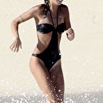 Fourth pic of Elisabetta Canalis sexy in black bikini on the beach in Mexico