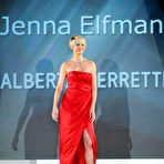 Fourth pic of Jenna Elfman sexy at red dress fashion show
