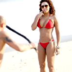 Second pic of Melanie Brown sexy in red bikini at Bronte Beach in Sydney