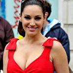 Third pic of Kelly Brook hard nipples and cleavage in red dress at Sky Ride event