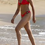 Second pic of Padma Lakshmi in red bikini on a beach