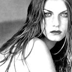 Fourth pic of Angela Lindvall black-&-white topless posing photoshoot