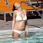 Fourth pic of Myleene Klass sunbathing in white bikini and braless