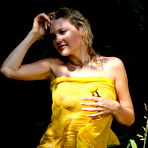 First pic of Valentina Kolesnikova - Valentina Kolesnikova takes her sexy yellow dress outdoors and shows us her jugs.