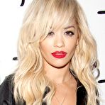 Second pic of Rita Ora cleavage in tight leather costume