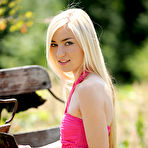 First pic of Diana Fox - Attractive blonde vixen Diana Fox strips her pink dress outdoors and shows off.