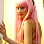Third pic of Sexy gravure idol babe naked in a cute pink wig and maid costume