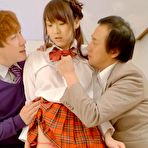 First pic of Shiori Uta Asian has mouth and fish taco fucked by two shlongs