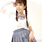 Third pic of Mizuho Shiraishi Asian with pigtails and uniform sits with ass up