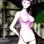 Second pic of 3D anime slut strips in dirty garage