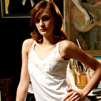 Second pic of Petite tits teen redhead strips off her white nightgown