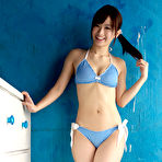 Second pic of Hot Hikari Yamaguchi poses in blue swim suit in beautiful scene