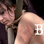 Fourth pic of SexPreviews - Piper Rage brunette in purple and stockings is rope bound in dungeon