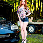 First pic of Ella Hughes gets her butt poked by the car mechanic