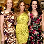 Second pic of Cynthia Nixon posing at press conference with Sarah Jessica Parker and Kristin Davis