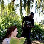 First pic of Spoiler Alert: This is Jessie Parker's FIRST EVER interracial gangbang. Jessie Parker is in the park reading up about male impotence-that's something her boyfriend is suffering from.
