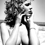 Second pic of Eva Herzigova topless on the beach black-&-white photoset