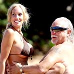 Second pic of Busty Jenna Bentley on the beach with old man