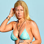 Third pic of Busty Jill Martin deep cleavage in blue bikini