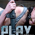 Fourth pic of SexPreviews - Amber Nevada is bound in metal device and toyed to orgasm in dungeon