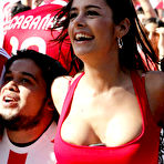 First pic of Larissa Riquelme nipple slip and deep cleavage at World Cup championship