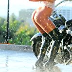 Third pic of Gorgeous brunette Angelica Heart gets her wet round ass fucked beside her bike