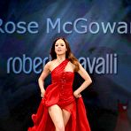 Second pic of Rose McGowan shows her sexy legs at red dress fashion show