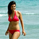 Third pic of Roxanne Pallett shows cleavage in red bikini on the beach