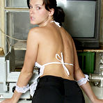 First pic of Jennifer Dark strips out of her maid uniform and touches her pussy in the kitchen