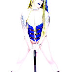 First pic of Gun girl Jenner Christ with tattoos and piercing poses in blue corset and black boots