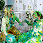 Second pic of Bride Kitty Saliery and a crazy blonde get messy on a bed and remove their dirty clothes