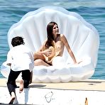 Second pic of Bianca Balti topless at inflatable in Cannes