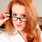 First pic of Scarlot Rose Redheaded Secretary Showcases Black Stockings Pictures Gallery for Only Tease