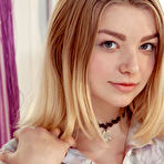 First pic of Blond-haired teen in a choker showing off her natural big breasts - aMetart.com